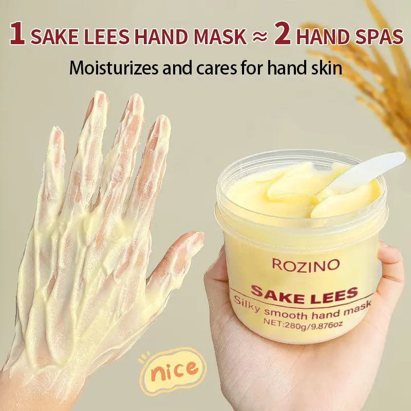 ROZINO Sake Lees Hand Mask - Silky Smooth Formula for Hand Skin Care & Moisturization - 280g Net Weight