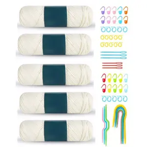 58-Piece Alpaca Wool Yarn Set with 53 Accessories 90% Alpaca 10% Acrylic for 4-5mm Needles Knitting Sweaters Shawls Scarves Handmade Gifts for Holidays