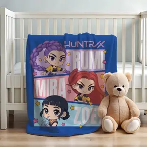 Huntrix K-pop Demon Hunter Blanket, Huntrix Rumi, Mira, Zoey Blanket, Gift For Huntrix Fans, Anime Flannel Throw, Huntrix Bedding,Kpop Demon Hunters Merch