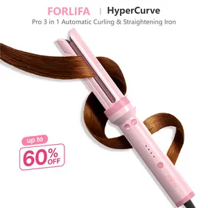 FORLIFA Pro HyperCurve:3-in-1 Cool Air Automatic Curling & Straightening Iron,5 Min Quick Styling,360° Cooling Airflow,1.1Billion Negative Ions, Triple Hair Protection,2-Way Rotation,Anti-Scald,Anti-Tangle, Hair Flat Iron Hair Styling Tools,Summervibes