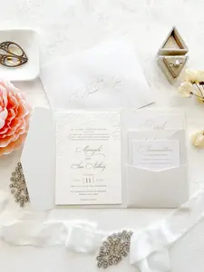 Letterpress Deboss Wedding Invitations with Foil | Style 777 Premium