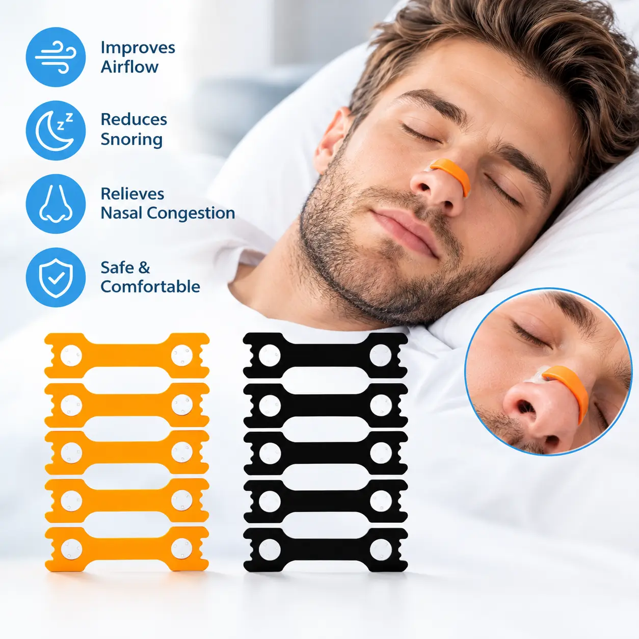 15 Counts / 30 Counts / 60 Counts, Magnetic Nasal Dilator Strips, Waterproof Sweatproof Strong Adhesive Patches for Sleeping, Sports and Daily Nasal Breathing Support