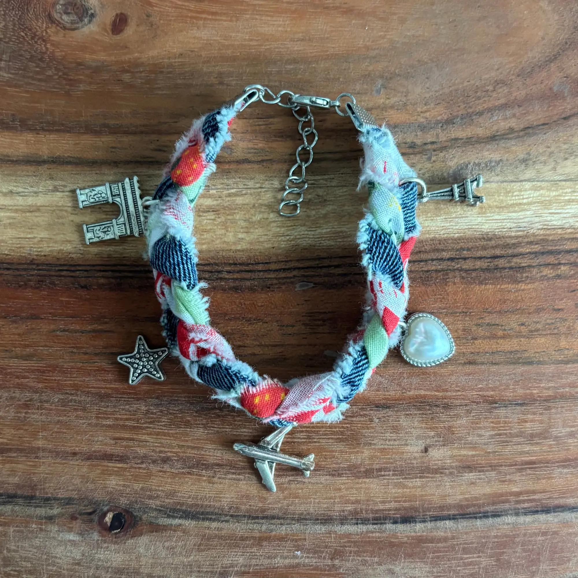 Paris Trip Fabric Charm Bracelet