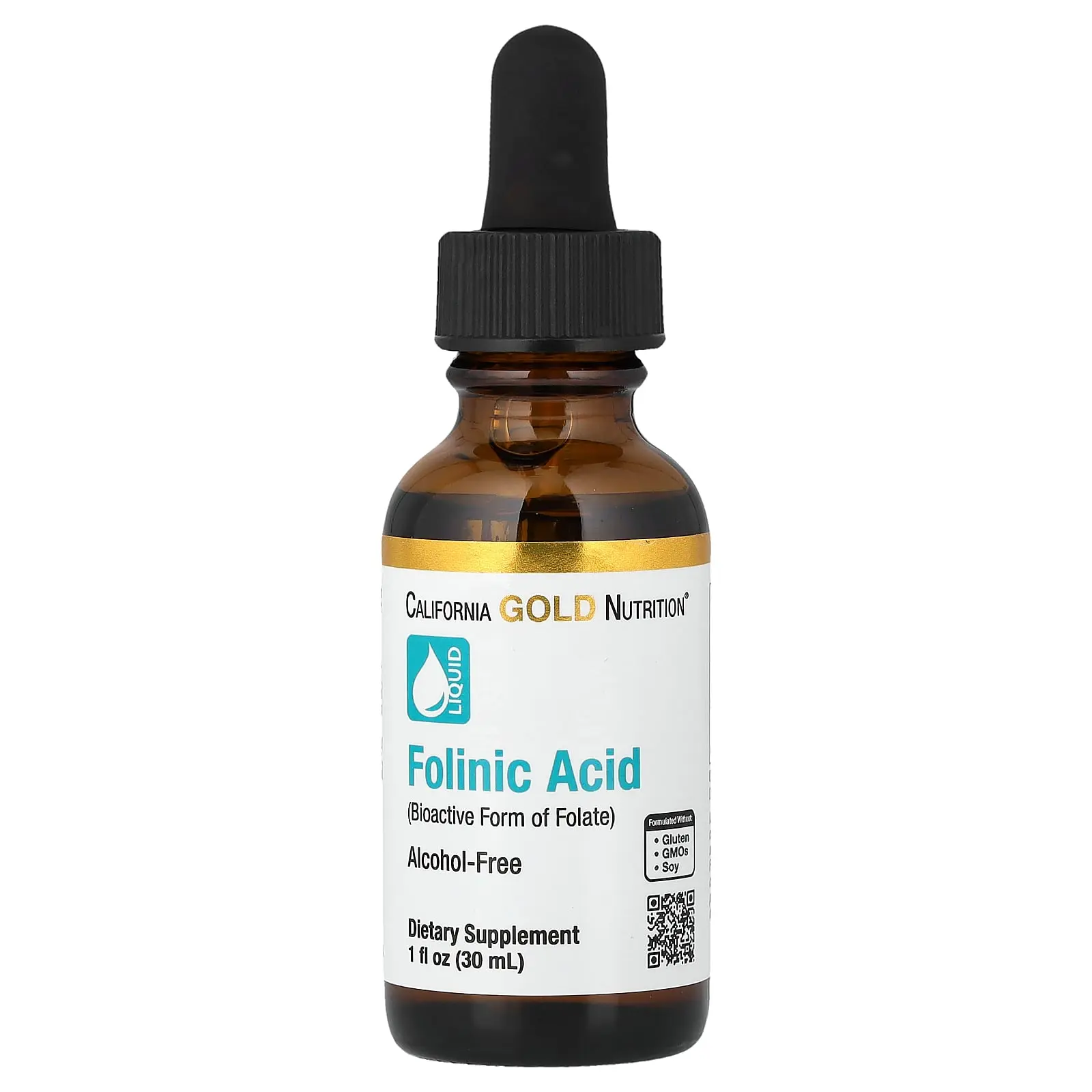California Gold Nutrition Folinic Acid, Alcohol Free, 1 fl oz (30 ml)