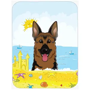 212 MAIN Large Rectangular Tempered Glass Chopping Board - Heat-Resistant Kitchenware, German Shepherd Summer Beach Design Cutting Board