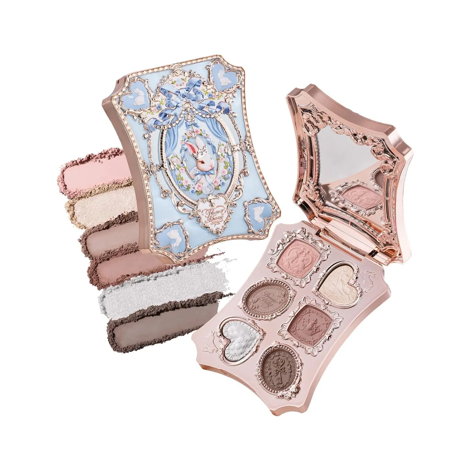 Bunny Garden 6-Color Makeup Palette, Cool Taupe Nude | 4 Matte and 2 Shimmer Shades, Smooth Blendable Powder Formula, Gift-Ready Collectible Compact, Vegan (01 White Bunny)