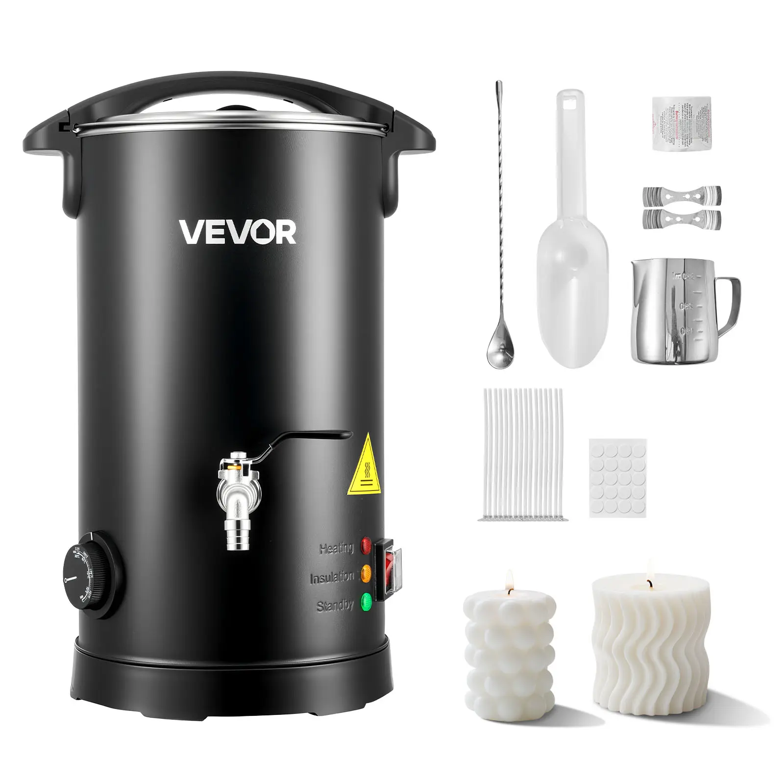 【Summerfinds】VEVOR Wax Melter for Candle Making, 5.3 Qts, Fast and Even Heating, with Easy Pour Spout and Temperature Control, Hourglass Base for Non-Stick Smooth Flow, Wax Melting Pot for Making Candles Soaps