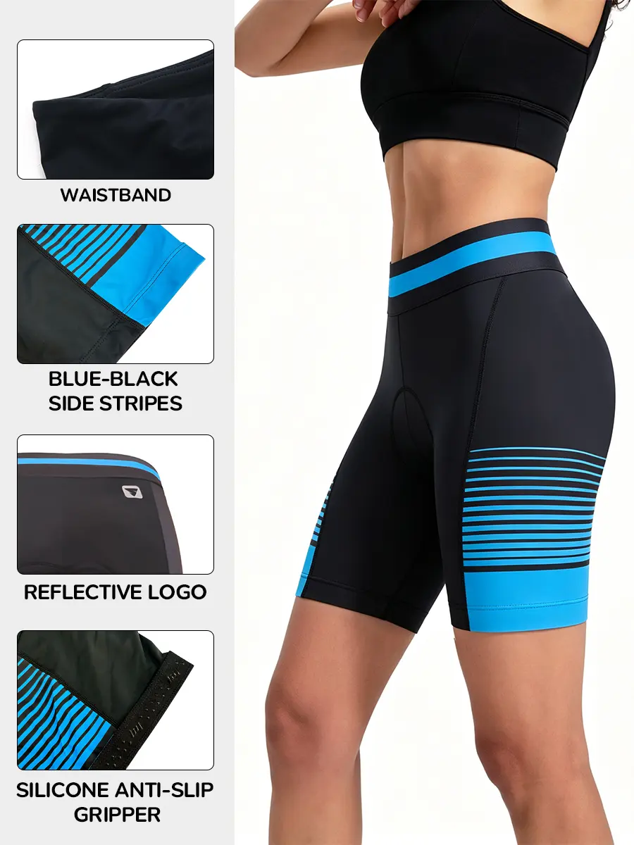 Women’s cycling shorts with ergonomic padded protection; 4D silicone padded cycling underwear featuring breathable high elasticity, butt-lifting support, and shock absorption; cycling shorts with ergonomic padded protection.