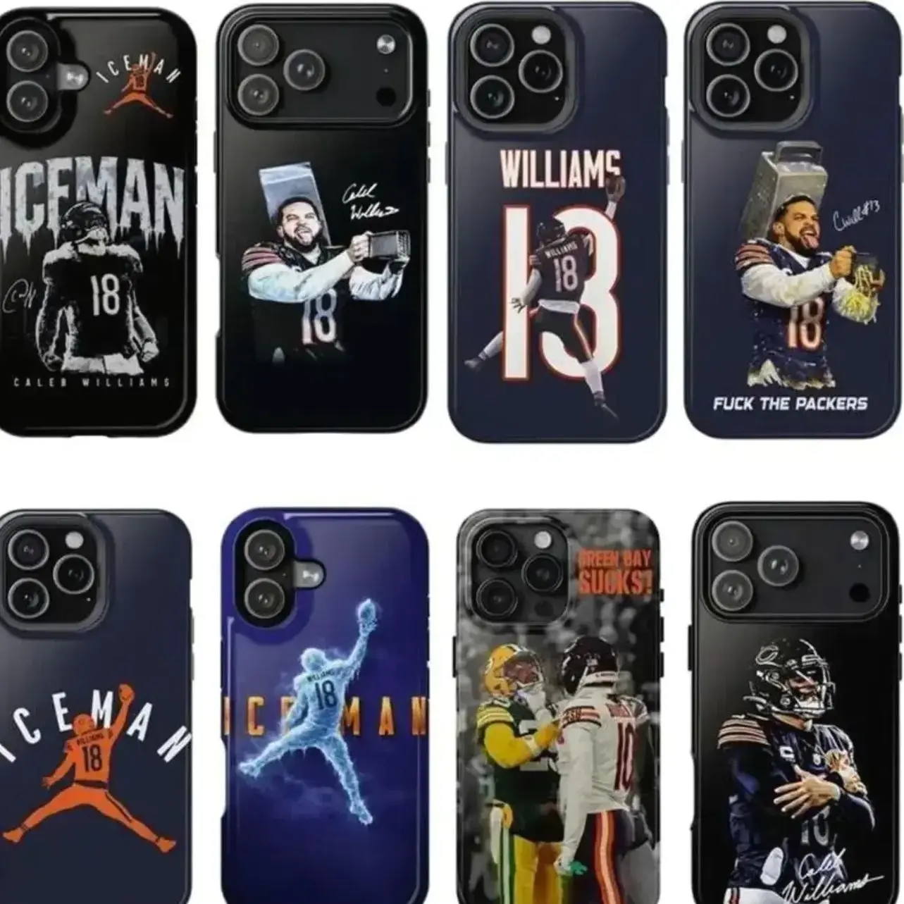 Chicago-Football I.c.e.man 18 Caleb Williams Two-In-One Phone Case Durable And Trendy Protection For iPhone17 16, 15, 14, 13, 12 Plus, Pro, Max, and Samsung S26-22 Perfect Birthday Gift for Friends