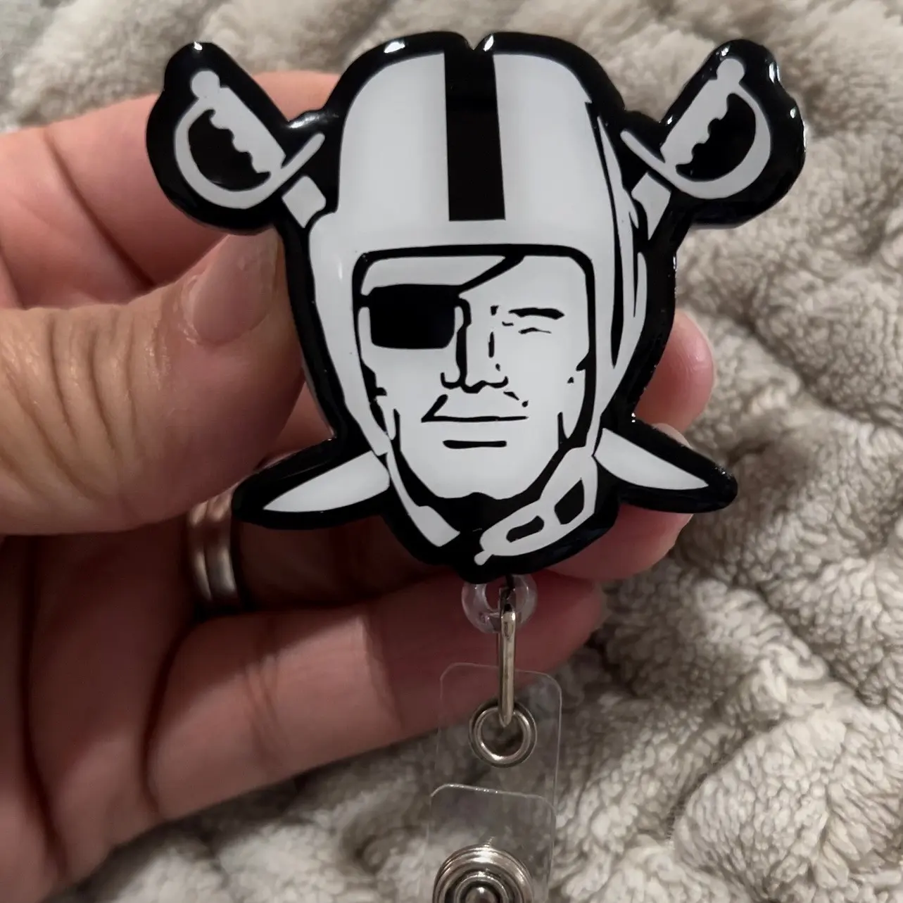 Oakland R8ders “Non Glitter” Badge Reel with Alligator Clip badge holder
