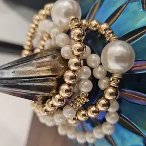 Faux Pearl Decorated Bracelet Set, Fashion Bracelets for Party & Daily Wear, Trendy All-match & Exquisite Jewelry for Birthday Gift, Pearl Beaded Bracelet, Pretty Bracelet, Beautiful Bracelets