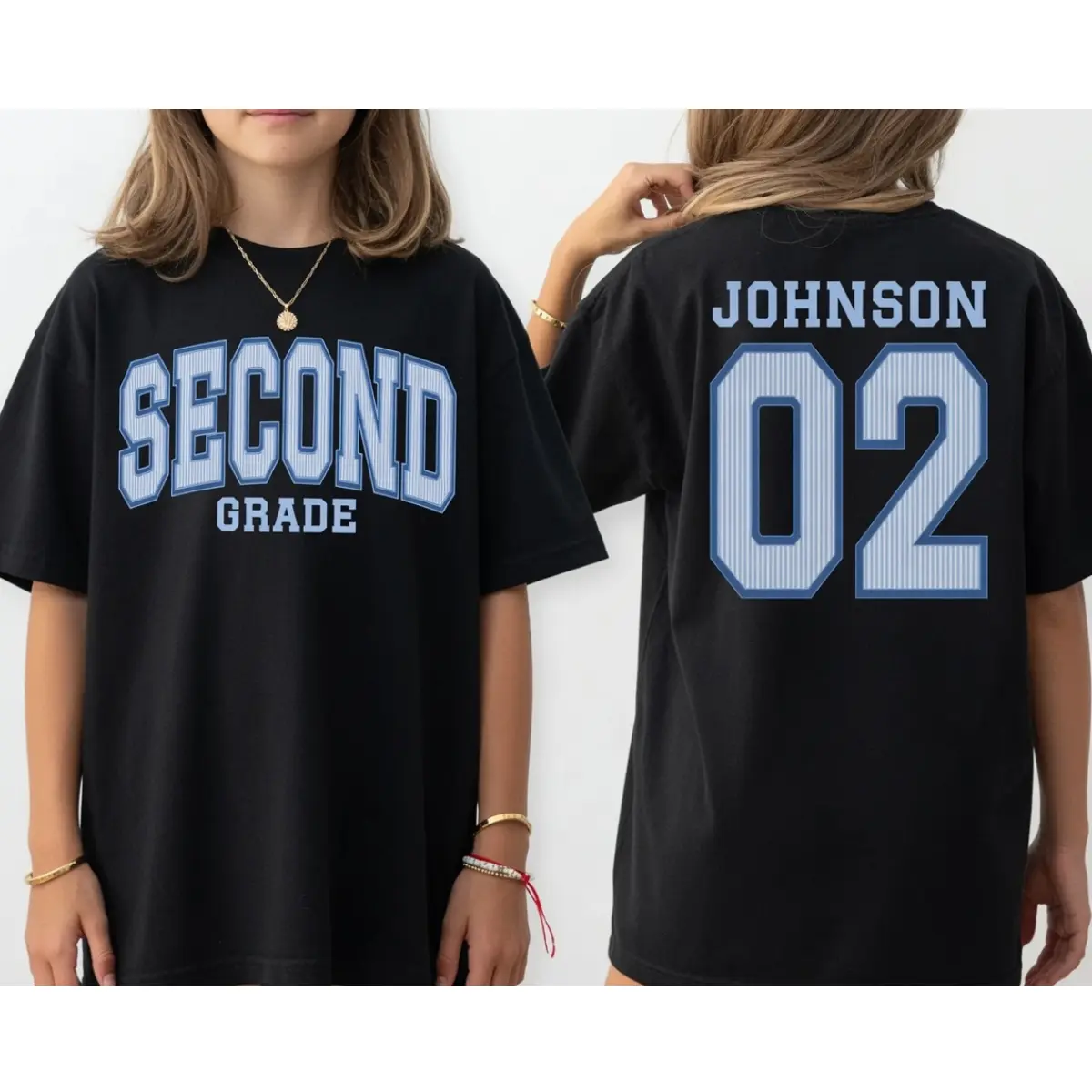 [Leave A Note About Custom Name & Number Grade]Youth & Adult  Grade Personalized Jersey T-Shirt, Custom Back To School Shirt with Name & Number, Grade Student Tee, First Day of School Gift, Kids School Spirit Shirt, Personalized Classroom Tee for Kids