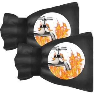 2Pack Outdoor Faucet Covers for Winter 5.9" W x 8.3" H Waterproof Insulated Spigot Backflow Cover Black Freeze Protection Pipe Insulation Reusable