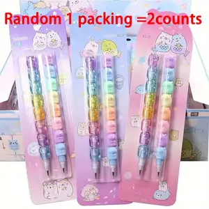 Cute Cartoon Design Pencil, 1 set/2counts  Detachable Creative Design Pencil, Multifunctional Bullet Tip Pencil for Home School Office