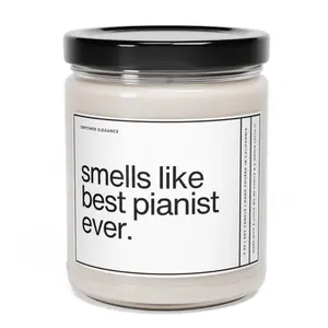 Pianist Gift - 9oz Scented Soy Wax Candle with "Smells Like World's Best Pianist Ever" Home Decor Gift for Music Lovers