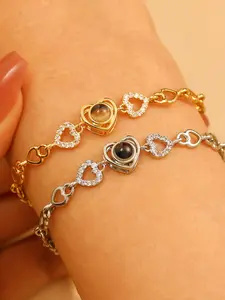 Fashionable Heart Projection Bracelet, 100 Languages I Love You, Geometric Design for Unique Personal Style