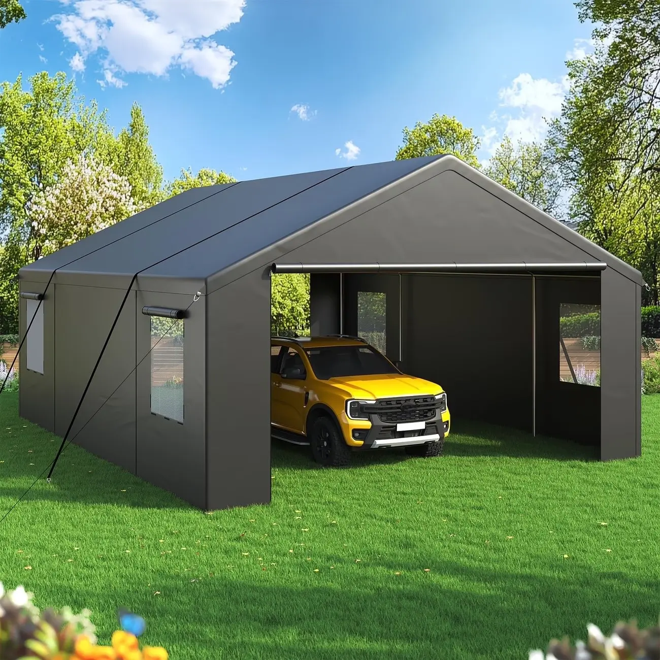 20x20 Portable Carport Garage Heavy Duty Car Shelter w Door