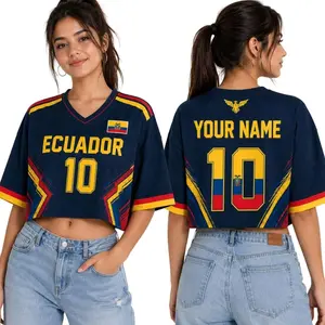 Custom Ecuador Soccer Croptop, Yellow Soccer Shirt, Personalized Ecuador Shirt, Ecuador Jersey with Name, Ecuador Fan Gift