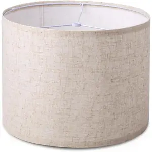 Lamp Shade for Table Lamps, Drum Lampshade for Floor Lamps, 13" Top X 13" Bottom X 10" High Large Lamp Shade, Beige Modern Fabric Lampshade, Easy Assembly Replacement Lamp Shade Spider Fitter