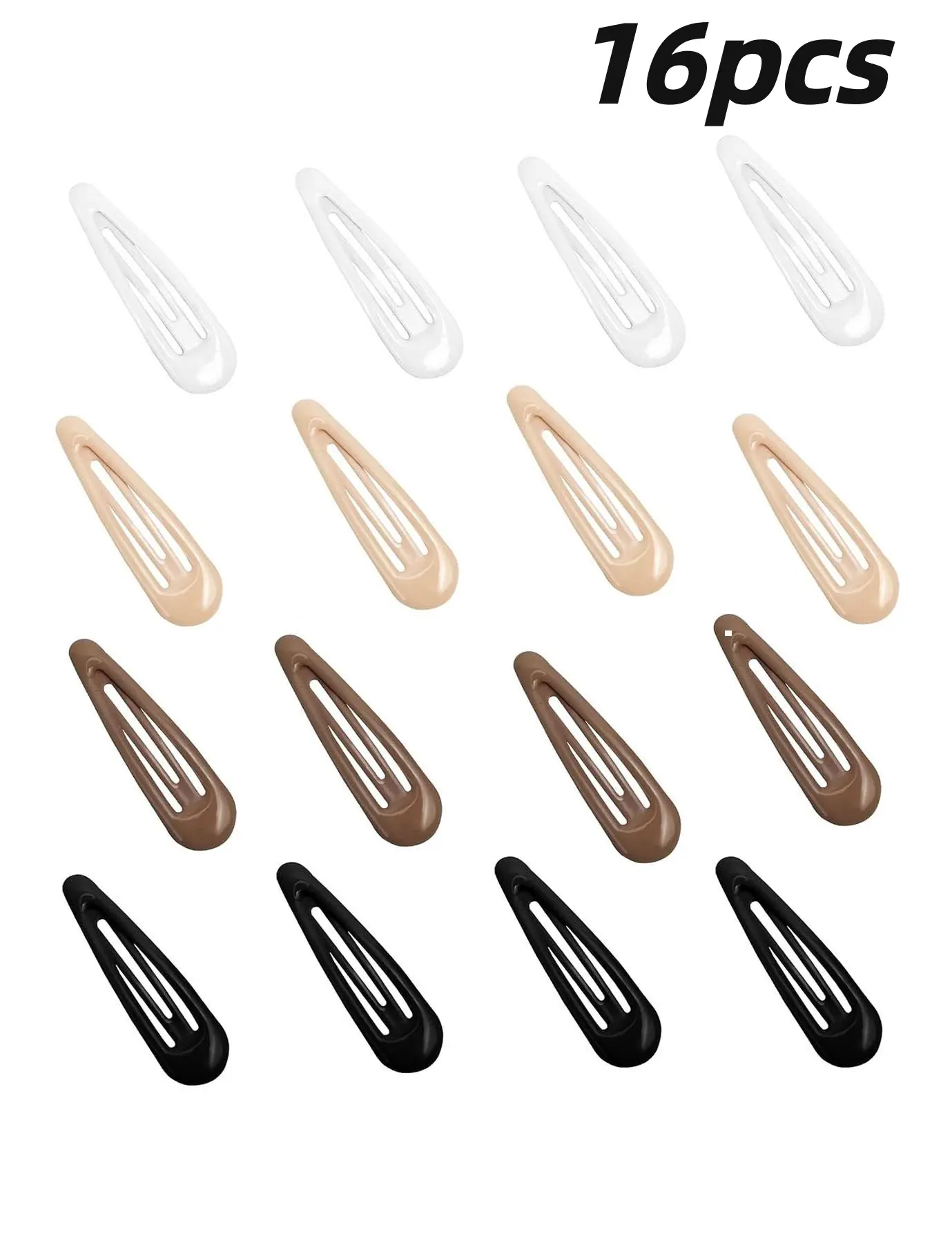 Metal Snap Hair Pins with Water Drop Anti-Slip Design, Large Non Slip Clips for Thick & Fine Hair, 16 Pieces Set for Styling Accessories, Hairpins