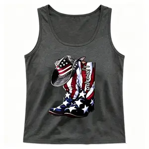 American Flag Pattern Tank Top, Suitable For Both Outdoor And Casual Wear, Round Neck Design Exudes A Casual Style 2026 Summer Tops