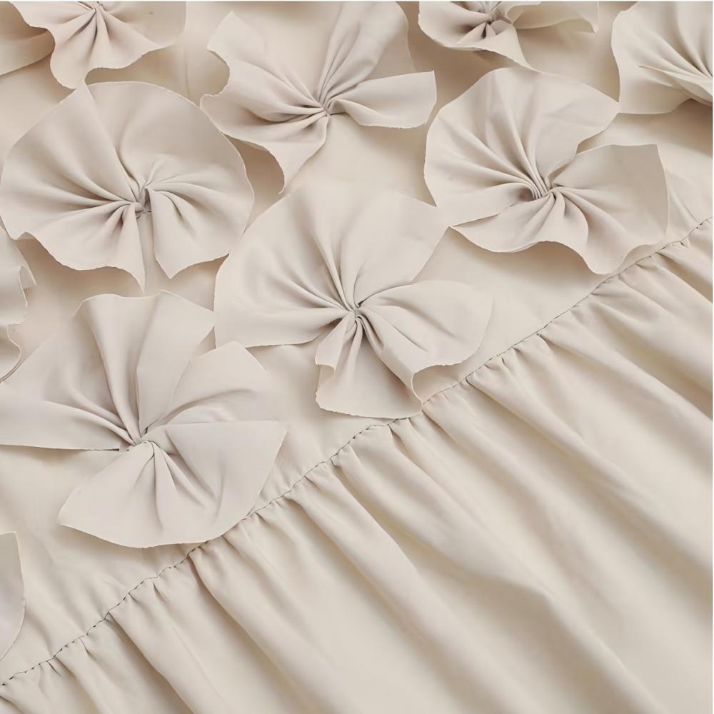 YRZTRK Camel Ruffle Shower Curtain Vintage Handcrafted Bow Tie Ruched Microfiber Bath Curtain for Master Bathroom with 12 Buttonholes 72 W x 72 H
