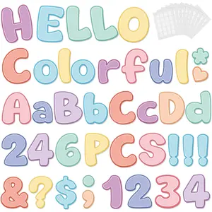 246 Pcs 4 Inch Bulletin Board Letters Colorful Cutout with Adhesive Dot Alphabet Numbers Punctuation for Classroom Wall Display School Decor (Pastel)