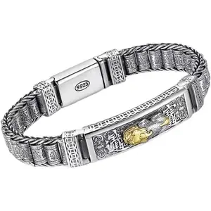 Silver Retro Lucky Pixiu Man Bracelet Thick Style Domineering Trend Personality Jewelry