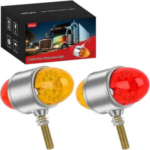 Nilight 34 LED Dual Face Watermelon Light 2PCS Amber and Red Clear Lens Auxiliary Side Marker Clearance Turn signal Brake Pedestal Lights IP68 Waterproof for Trailer Semi Trucks Pickup Camper RV