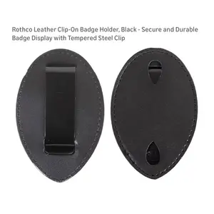 Rothco Leather Clip-On Badge Holder Black 1131 West Coast Style Tempered Steel Clip Compact High-Quality Leather Removable Badge Holder