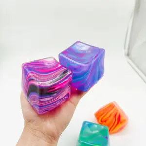 Solid Marble Cube Squishy Stress Ball | With Color Box - Perfect for Office Anxiety & Student Study Relief