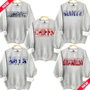 ALL FOOTBALL TEAMS Letter Player Sweatshirt, ASH GREY All Team Football Sweater for Football Fans Collar for Men Women Cotton, Unisex Game Day Shirt Gift , Menswear Tops - TC