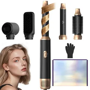 Hair Dryer Brush 5 in 1, Blow Dryer Brush Set Upgrade Hot Air Brush Blowout Thermal Brush As A Gift for Straight/Curl/Drying/Smoothing Air Styler Curling Wrap Air Curler, Curling Iron Hair Styling Tools