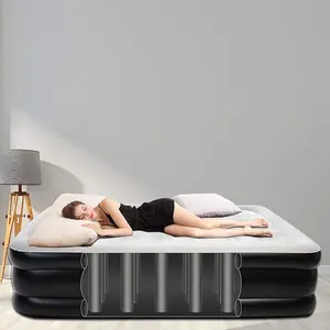 Air Mattress Full with Built in Pump for Guest Ungraded Blow Up Inflatable Mattress Type-0 Technology Air Coil 18" Full Size Airbed 3-Min Self Inflating with Carrying Bag Colchones Inflables Air Mattress - 18" Inflatable Blow Up Mattress Airbed with Built