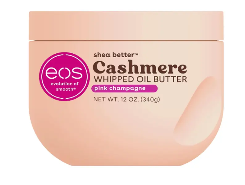 eos Cashmere Whipped Oil Body Butter, Pink Champagne, 72 Hour Weightless Moisture For Dry Skin, Rich Formula and Deep Hydration, Body Care, 12 oz