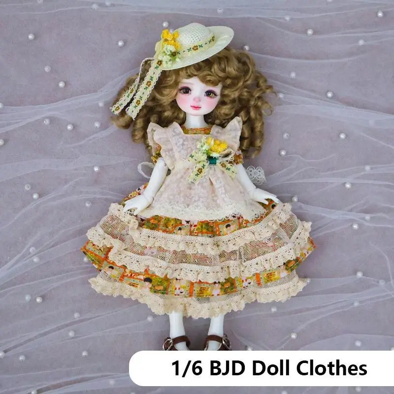 BJD Maid Outfit 1/6 Doll Clothes Lolita Dress for 30cm Dress Up Dolls Costume Set