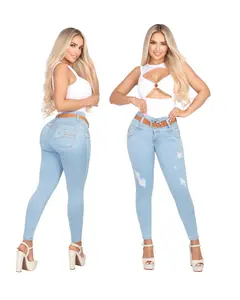JEANS COLOMBIANO LEVANTACOLA SKINNY CINTURA ALTA 4 BOTONES / COLOMBIAN BUTT LIFTING SKINNY JEANS HIGH WAIST FOUR BUTTONS Comfort Fit