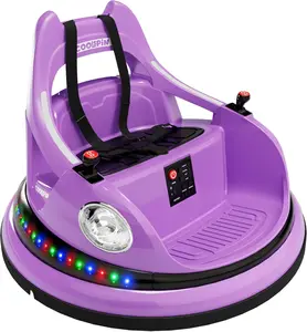Electric Bumper Car for Kids, 12v Ride on Toddler Bumping Car w/Remote Control, LED Lights & 360 Degree Spin, ASTM Certified-Purple