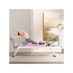 Pilates Reformer Machine, Indoor Pilates Reformer With High Strength Alloy Springs, Foldable Pilates Reformer For Home Gym