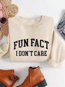 Women's Fall Winter Fashion Womenswear Round Neck Sweatshirt, Letter Slogan Print, Casual Loose-Fitting Long Sleeve, Trendy Clothing