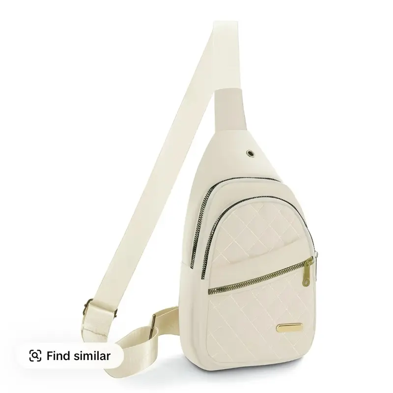 Women's Compact Chic Crossbody Fanny Pack - Polyester, Faux Leather Material, Adjustable Shoulder Strap