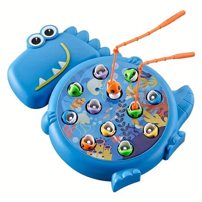 Fun Dinosaur Fishing Toy Parent Child Interaction - Includes Fishing Rod, Suction Hook, and Small Fish - Green/Blue，Birthday Gift