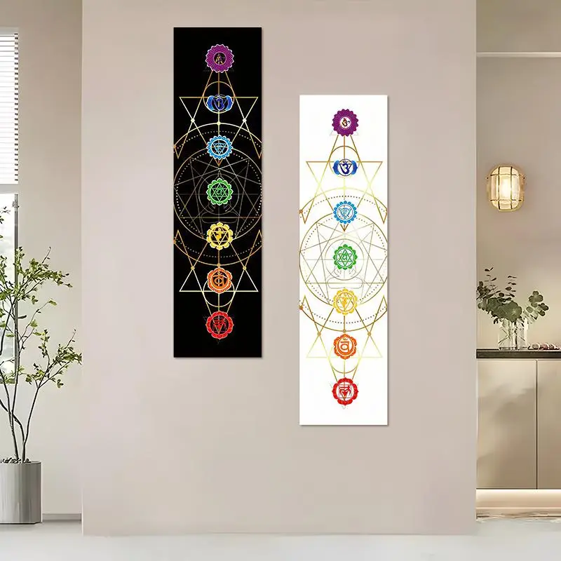Colorful Chakra Symbols Spiritual Tapestry, 2 Counts/set Vertical Tapestry, Wall Hanging for Home Dorm Decor, Perfect Gift for Friends