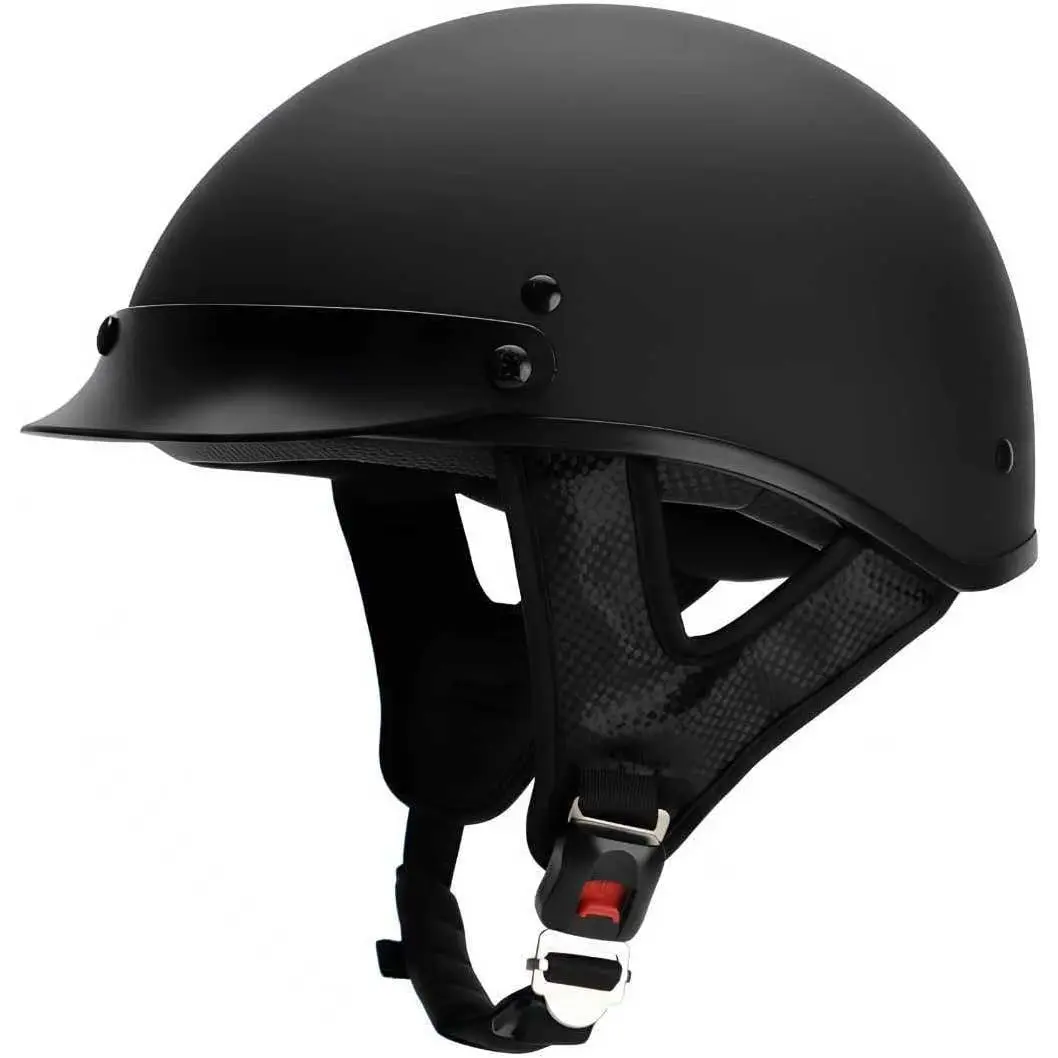 Half Helmet Motorcycle Helmets Open Face Dot Approved Helmets for Men Women Biker Scooter (Matt Black)