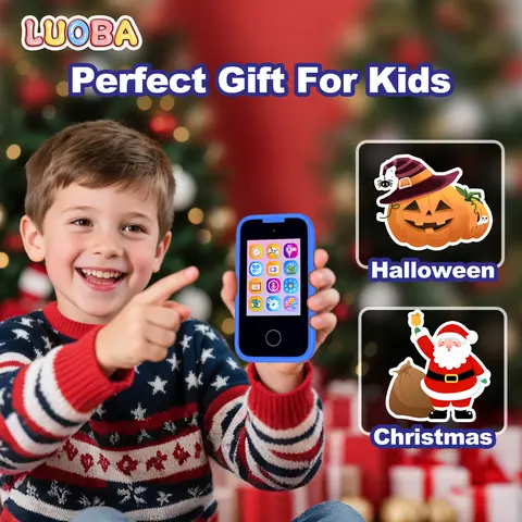 LUOBA Kids Smart Phone 2.8" Touchscreen - Educational Toddler Phone with Dual Camera, 13 Puzzle Games, Music Player, 8GB Card, 12 Habit Alarms, Calculator, Stopwatch, Torch - Ages 3-12