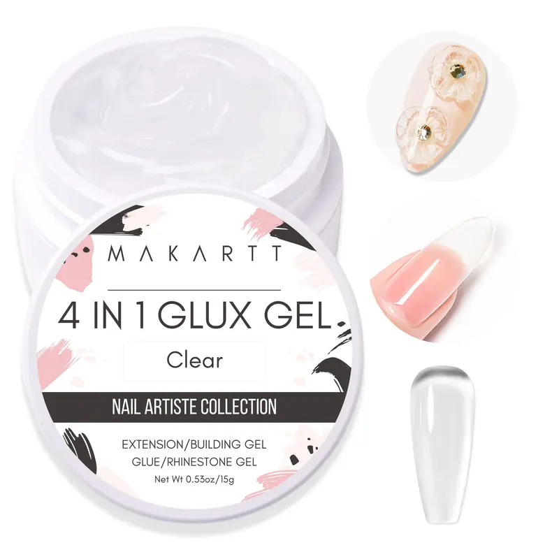 Makartt 4-in-1 Thermal Solid Builder Nail Care Product - 15g Vegan, HEMA/MMA-Free, Cruelty-Free Soft Gel Acrylic with Base & Extension Gel for Nail Art