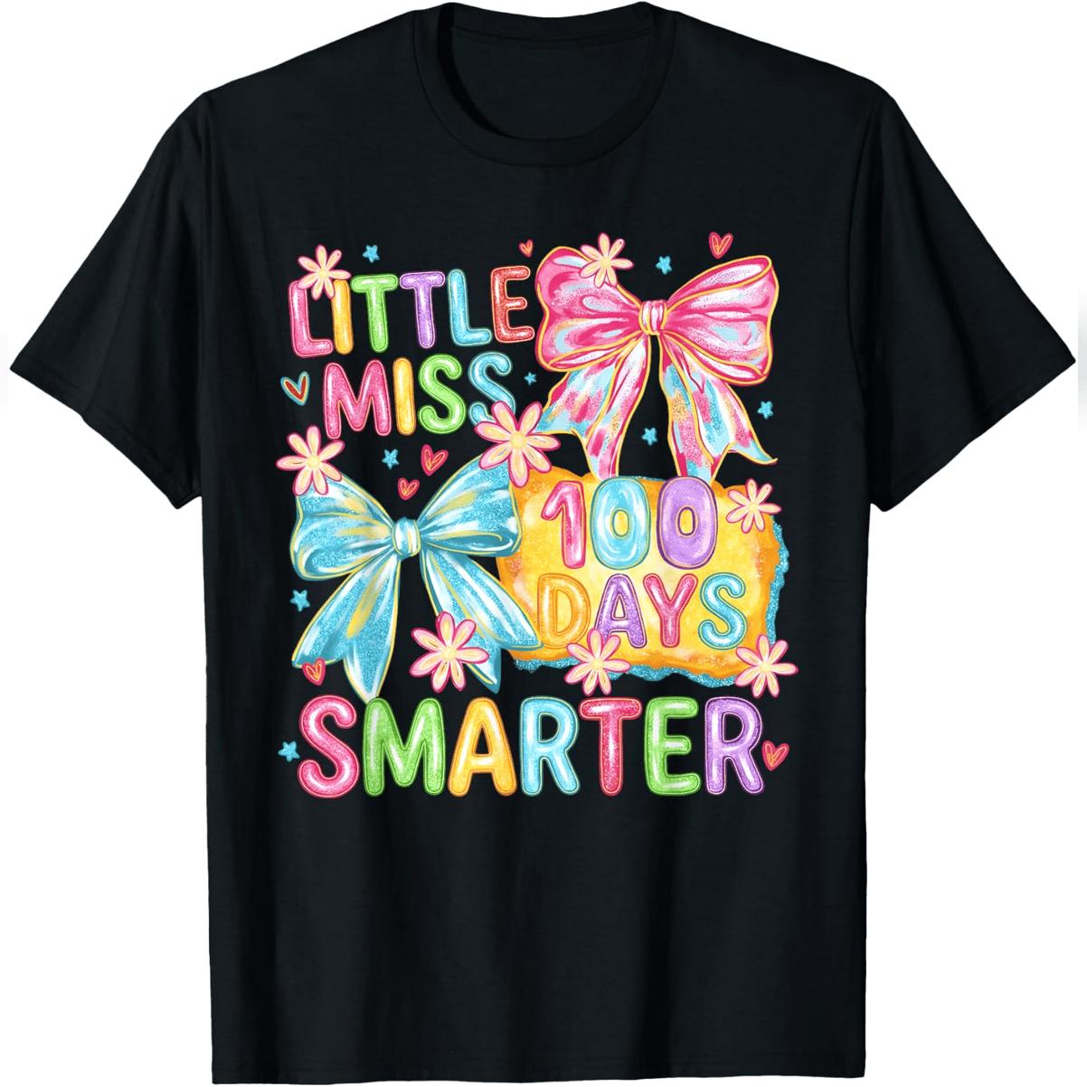 100th Day Of School Little Miss 100 Days Smarter Girl T-Shirt Comfy Everyday T-Shirt
