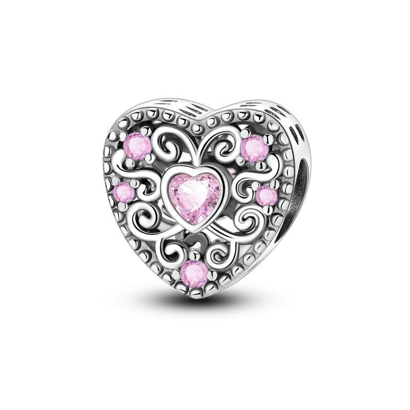 MULA Infinite Love Series Charms and Beads - 925 Silver and Zirconia Inlaid Heart Design, Suitable for Pandora Bracelet, Perfect Women's Gift, Showing Eternal Love and Romance