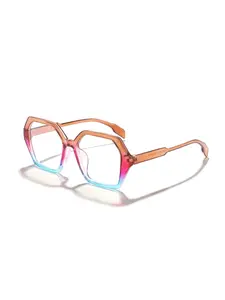 Fashion Vintage Patchwork Color Big Frame Glasses for Women, Comfortable Frame & Spring Hinges, Elegant Fashion Eyewear, Decorative Lenses