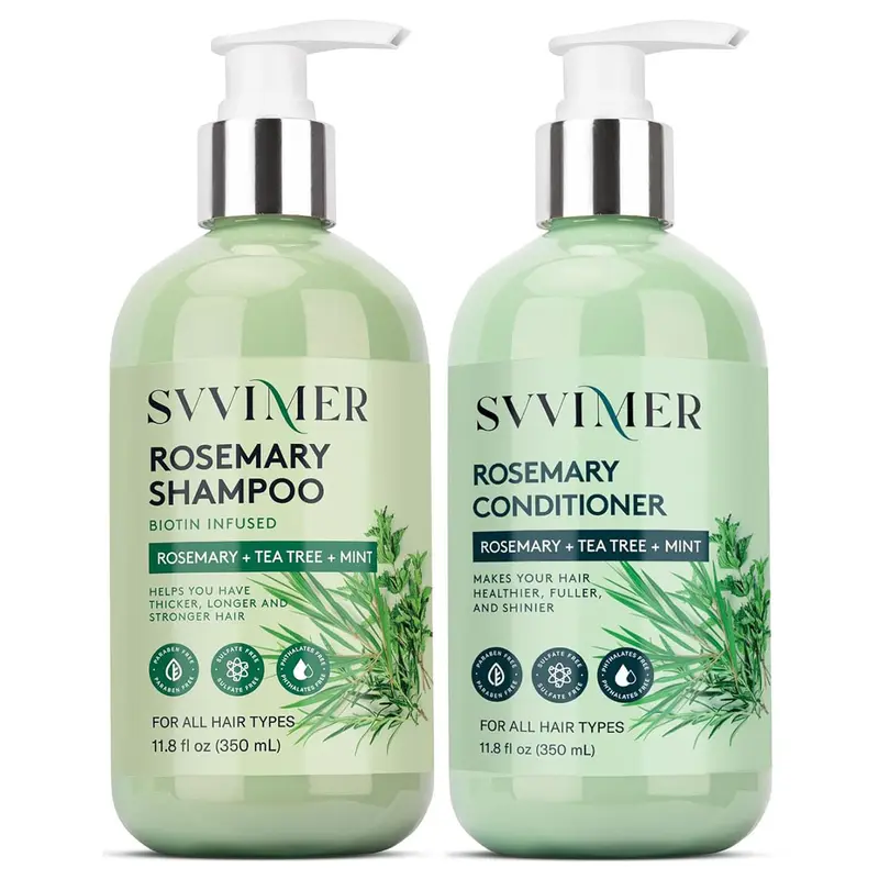 【Oiliness, Itching, Hair loss Conqueror】Svvimer Rosemary Hair Thickening Shampoo & Conditioner Sets: Thickening and Strengthening Formula for Men & Women - Volumizing Scalp Clarifying Shampoo with Tea Tree Oil Biotin Mint - For Thinning Fine Hair